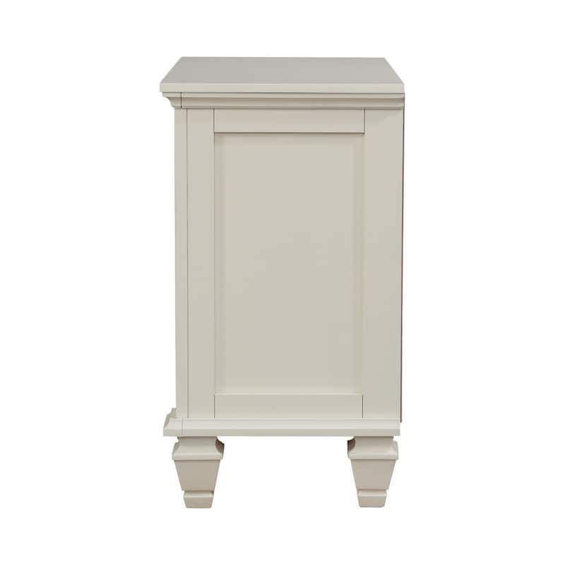 Lila 30 Inch Nightstand with Slide Out Tray, Felt Lined Top Drawer, White
