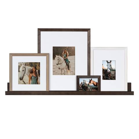 Kate and Laurel Bordeaux Wall Shelf with Frames Set