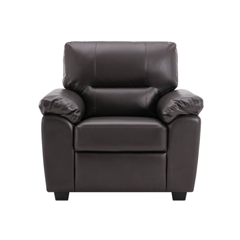 Morden Fort Upholstered Living Room Set, 2 Pieces, Faux Leather Chair, Sofa