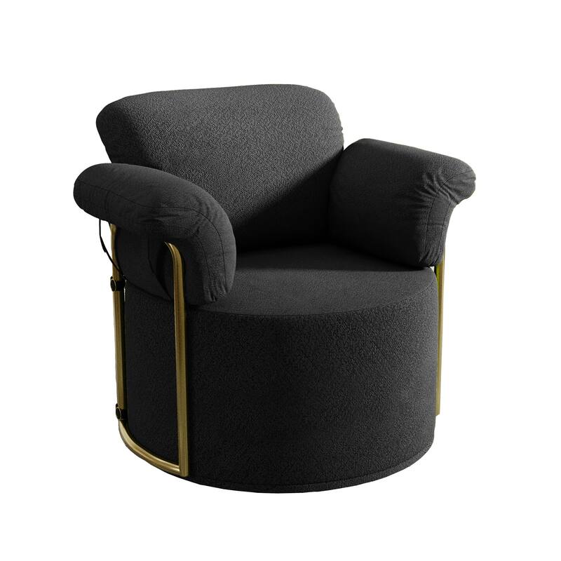Modern Swivel Accent Chair with Gold Frame - Plush Upholstered Lounge Chair for Living Room, Bedroom or Office