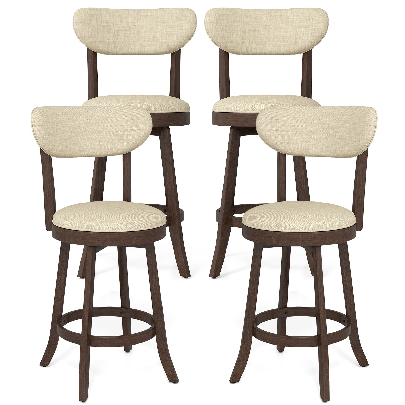 Gymax 25.5'' Counter Height Chairs Set of 4 w/ Padded Seat & Backrest
