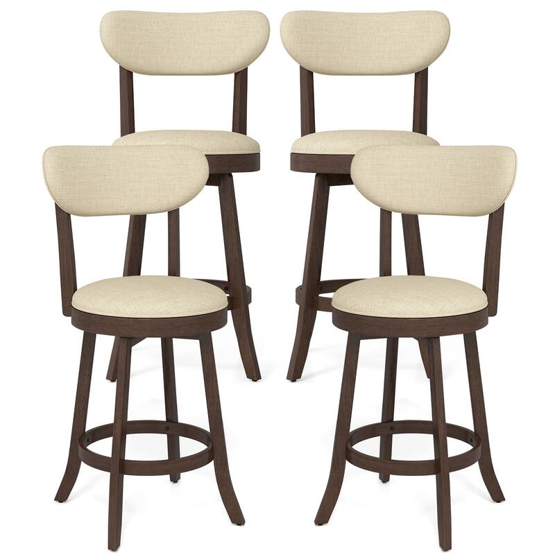 Gymax 25.5'' Counter Height Chairs Set of 4 w/ Padded Seat & Backrest - Counter Height - Brown - Set of 4