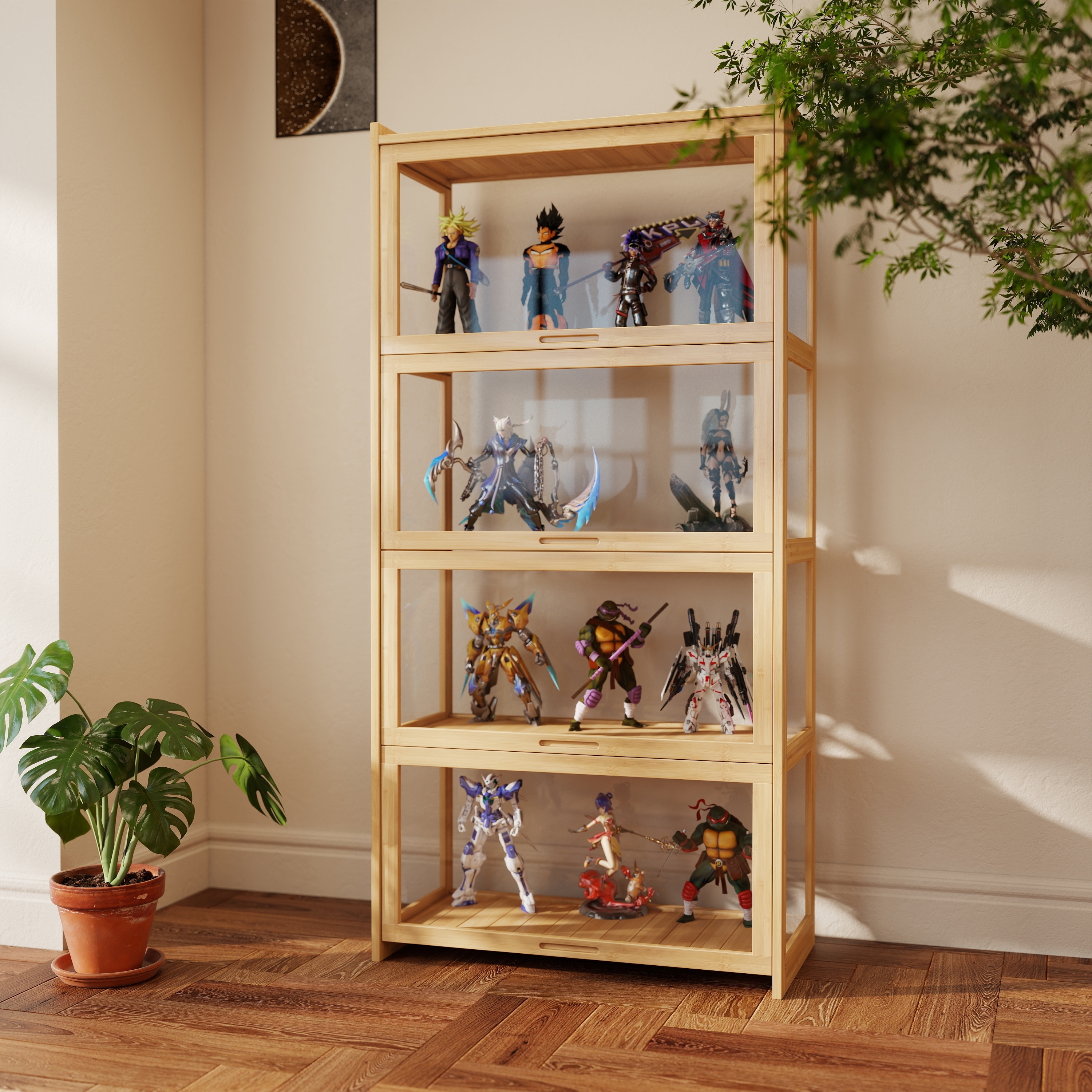 Glass Display Cabinet with Shelves, Curio Cabinet for Collectibles