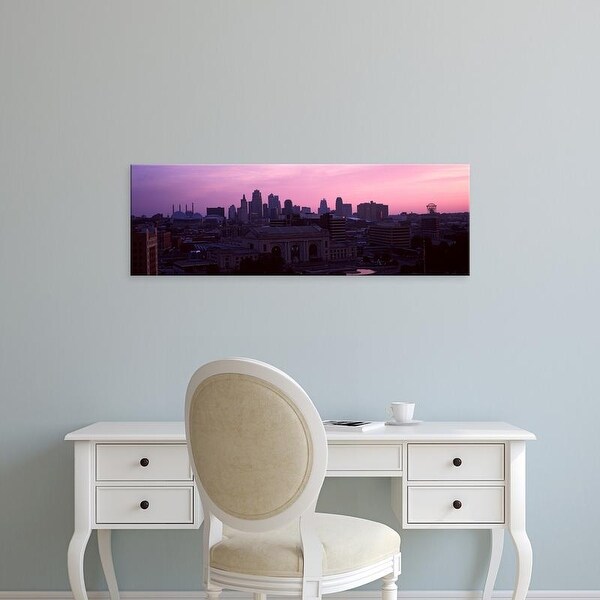 Easy Art Prints Panoramic Image 'Union Station at sunset with city skyline, Kansas City, Missouri' Canvas Art