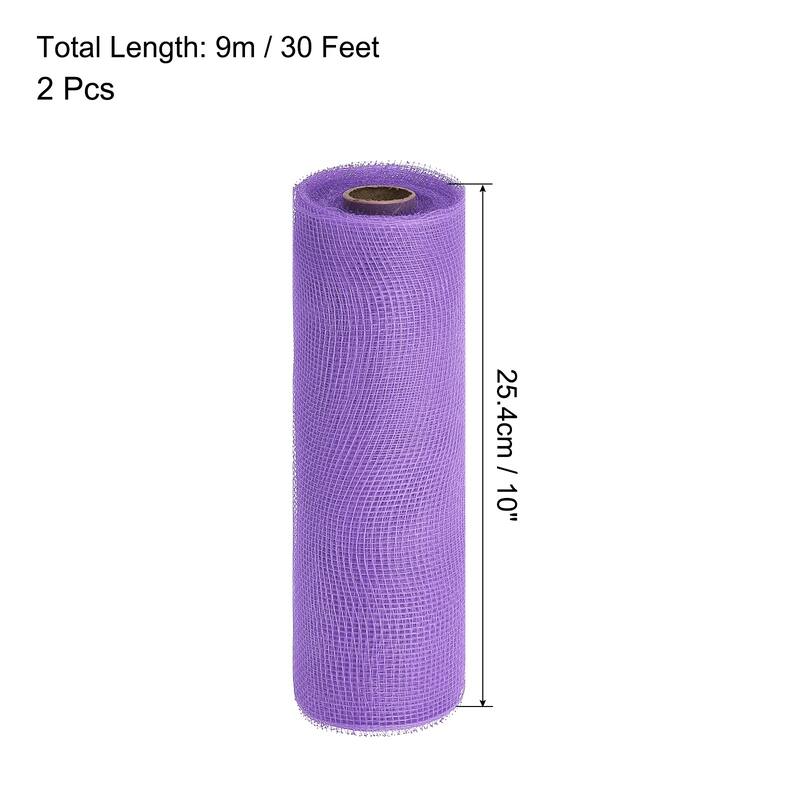 2 Pcs 10" x 30Feet PP Decorative Mesh Ribbon, with Foil - Light Purple