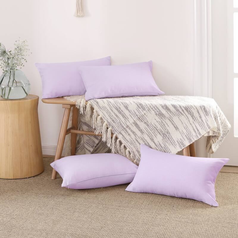 Deconovo 4-Pack Faux Linen Throw Pillow Covers with Hidden Zipper - 12x20 Inch - Pastel Purple