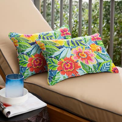 Sorra Home Pensacola Multi Outdoor/Indoor Corded Pillow Set of Two 18in x 12in x 6in