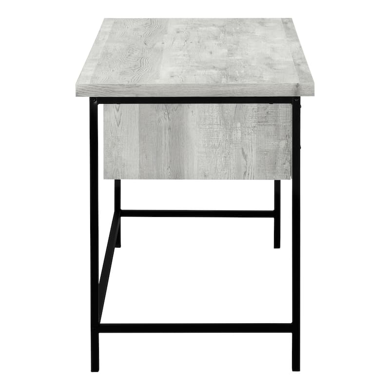 Computer Desk, Home Office, Laptop, Storage Drawers, 55"l, Work, Grey Laminate, Black Metal, Contemporary