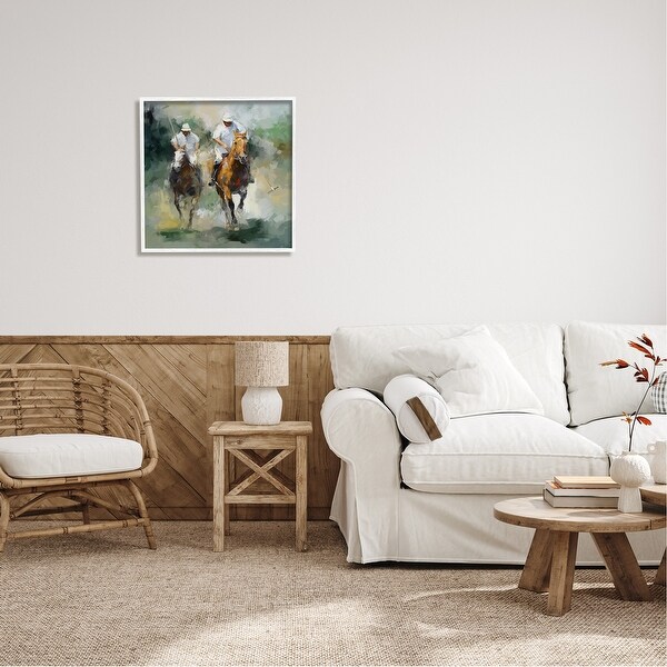 Stupell Two Polo Players Abstract Framed Giclee Art Design by