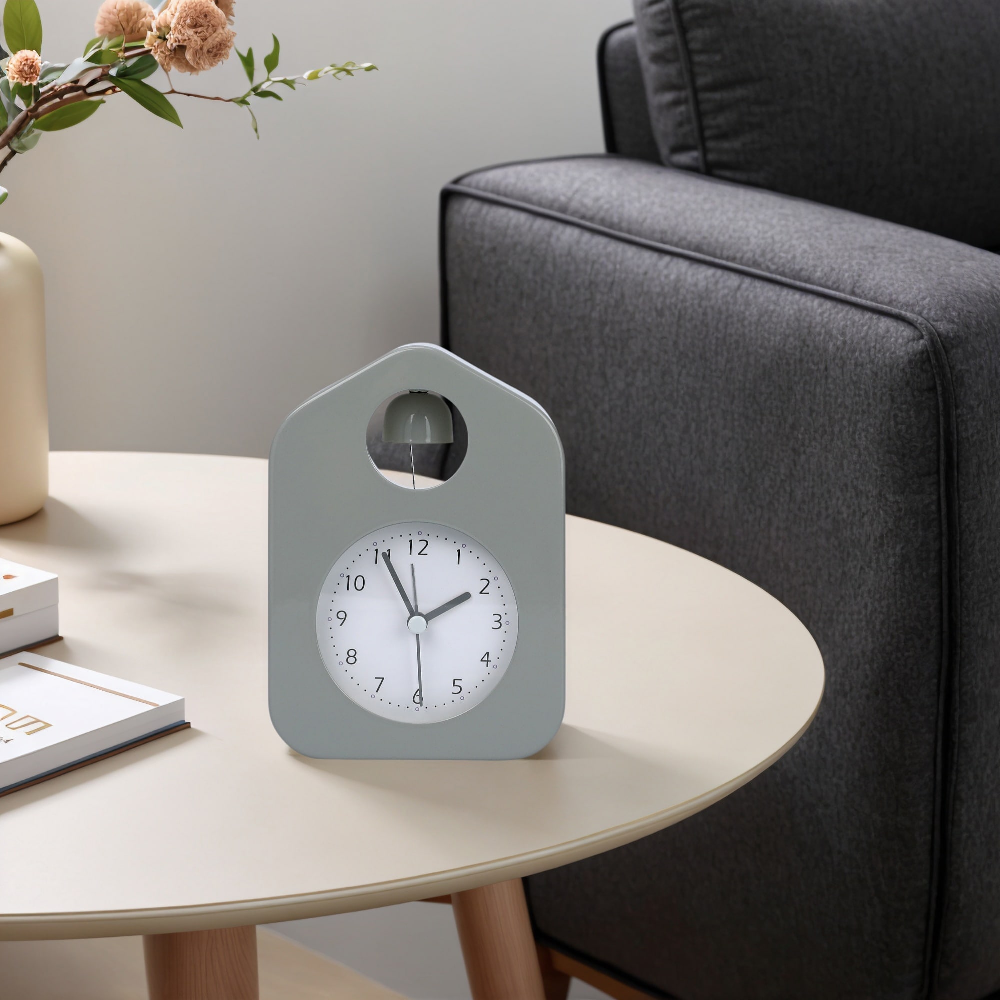 Desk Alarm Clock, Non-Tick Movement, Round Bell Design, Night Light for Bedroom - 3.9"L x 2.0"W x 5.5"H