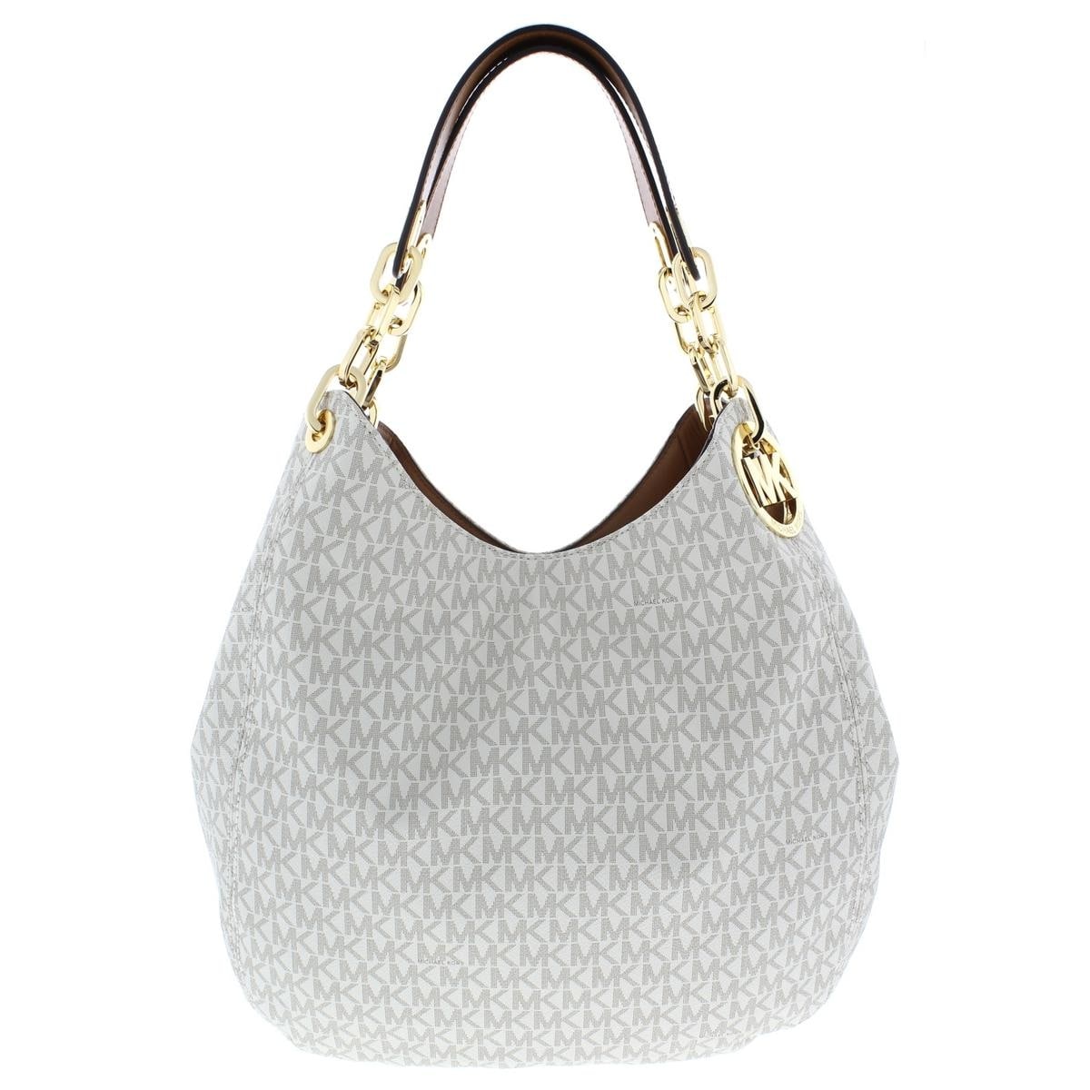 Michael Kors Womens Fulton Shoulder Handbag Faux Leather Logo Fulton Shoulder Handbag Faux Leather