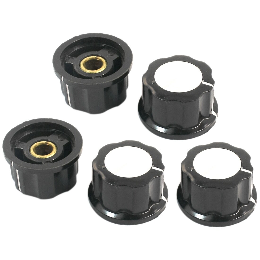 5PCS 6mm Round Shaft Black Silver Tone Potentiometer Control