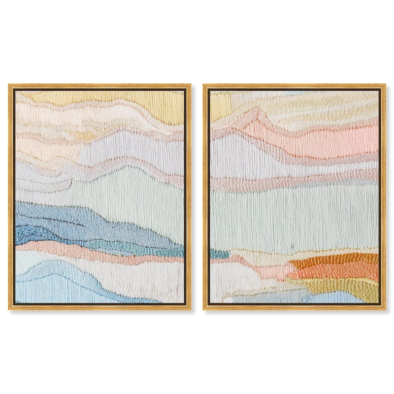 Gentle Breeze II Canvas Set of 2 by Art Remedy - 30" x 36" - Gold