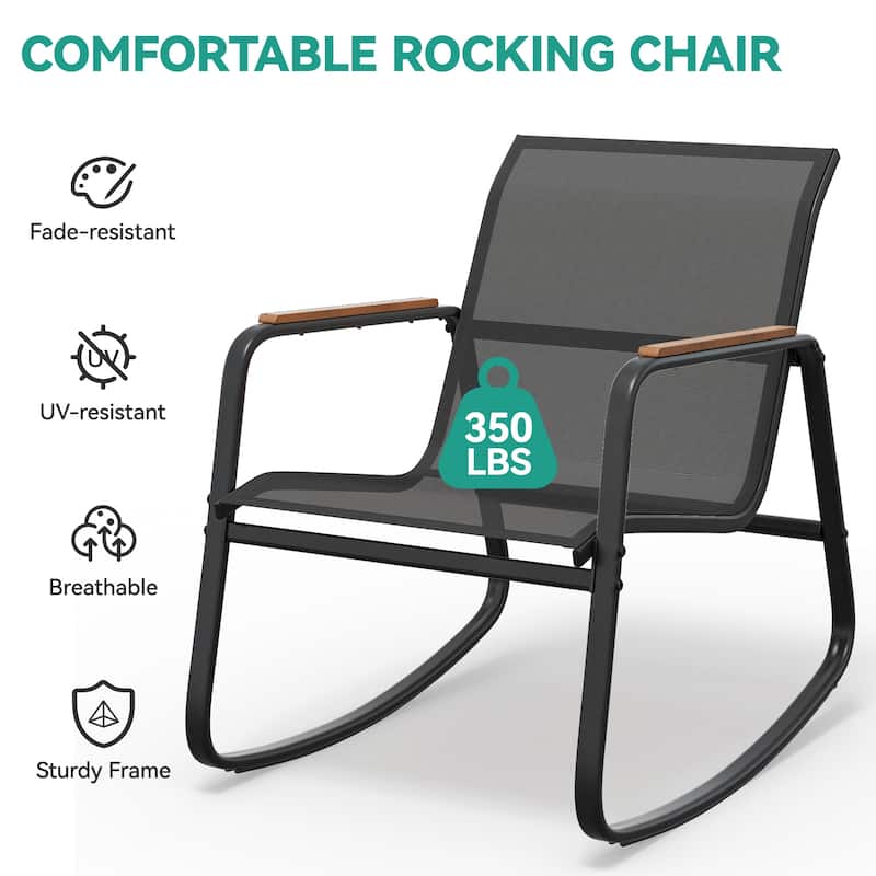 Moasis 3-piece Outdoor Rocking Chair Chat Set with Side Table