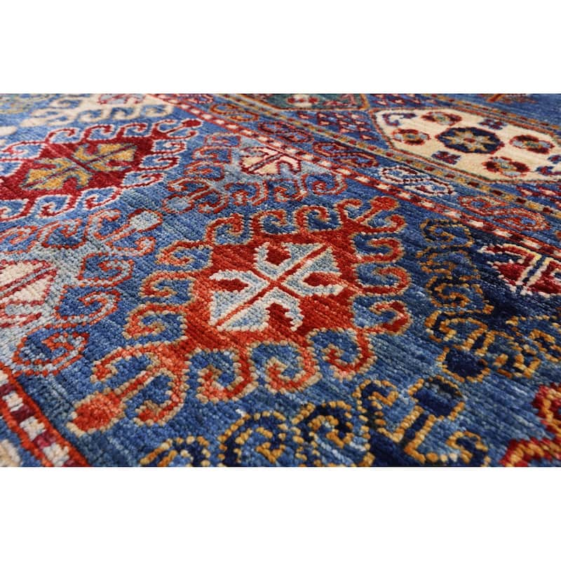 Golden Nile Blue Khorjin Hand Knotted Wool Rug - 3' 10" X 5' 10"