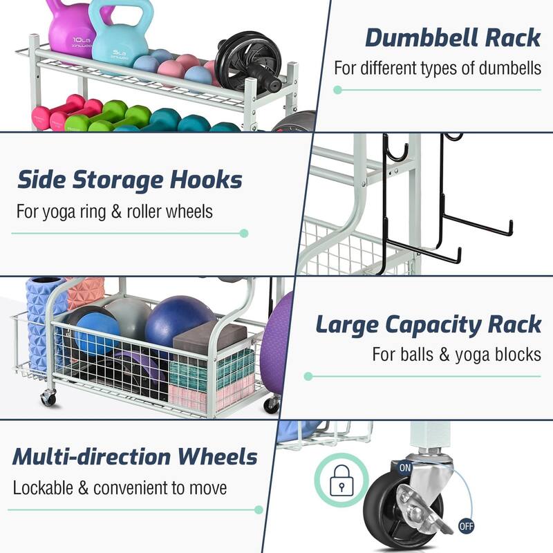 Dumbbell Rack with Wheels for Home Gym