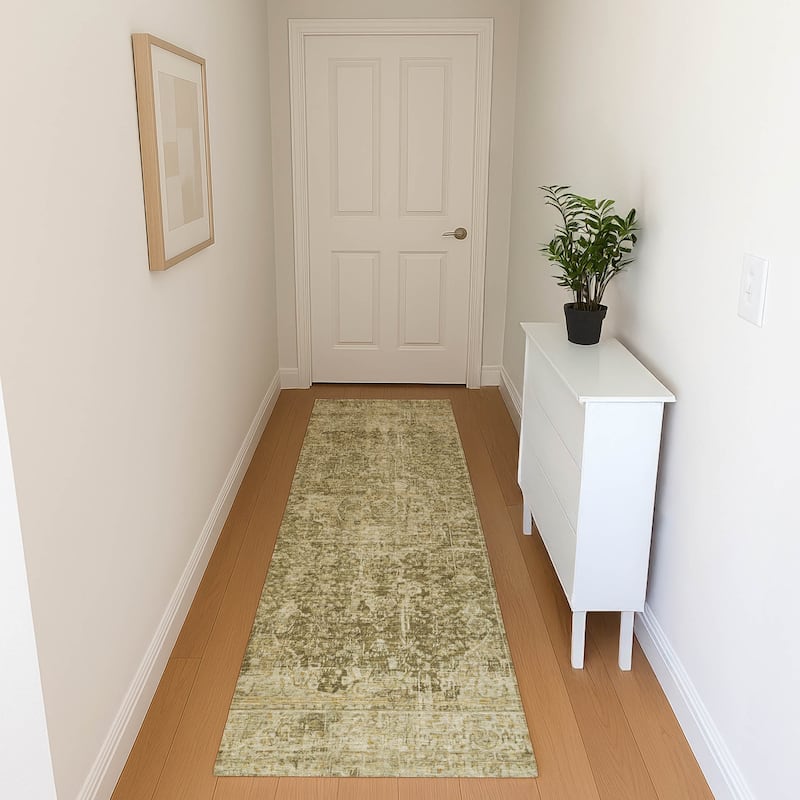 Premium Washable Super Soft Vintage Traditional Mayfield Rug - Brown - 2'3" x 7'6"