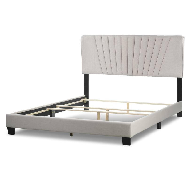 Autumn Fabric Queen Bed with Decorative Stitching