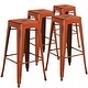 preview thumbnail 3 of 18, Distressed Metal Indoor-Outdoor 30-inch Backless Barstool (Set of 4) Orange
