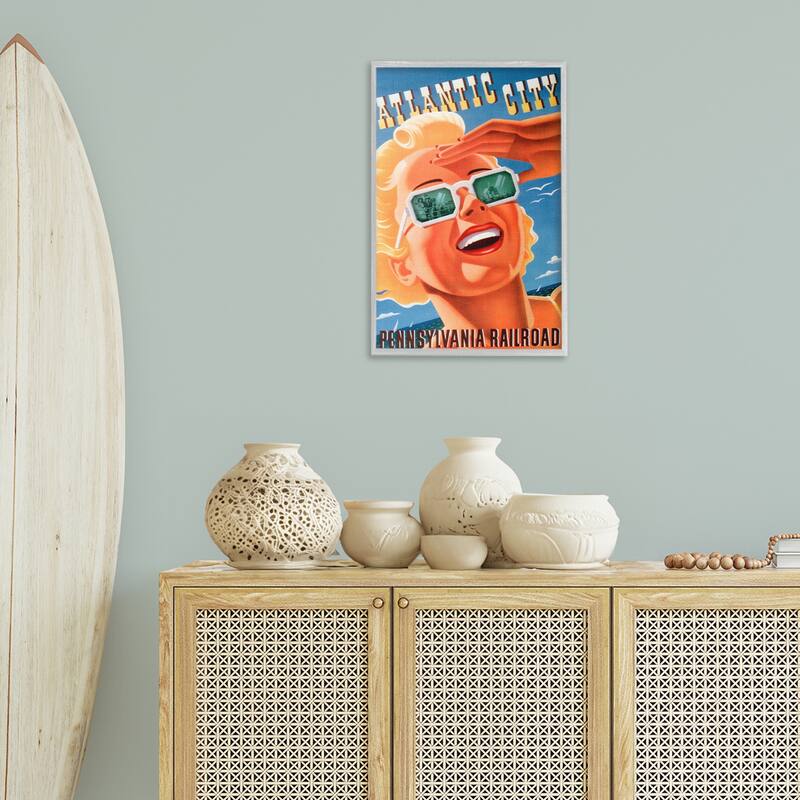 Stupell Atlantic City Vintage Woman Framed Giclee Art Design By Marcus Jules