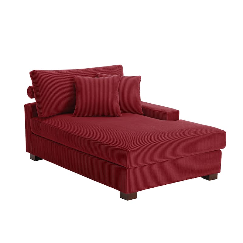 Corduroy Chaise Lounge Chair Upholstered Indoor Lounger Sofa