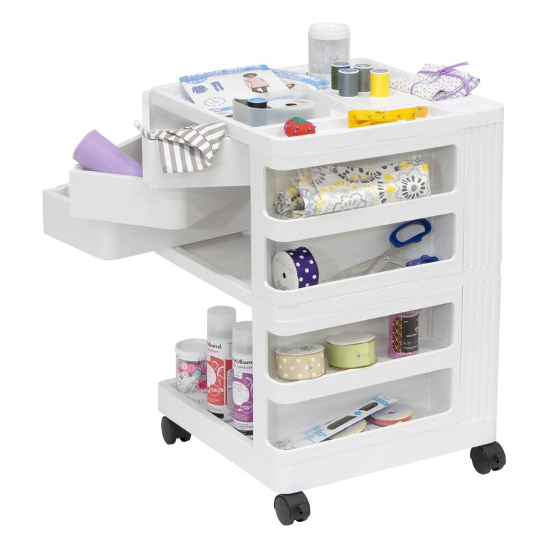 Studio Designs Kubx Pro Mobile Rotating 4-Sided Storage Organizer - 18" W x 18" D x 26" H - White