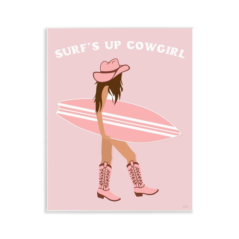 Stupell Surf's Up Cowgirl Wall Plaque Art Design By Natalie Carpentieri