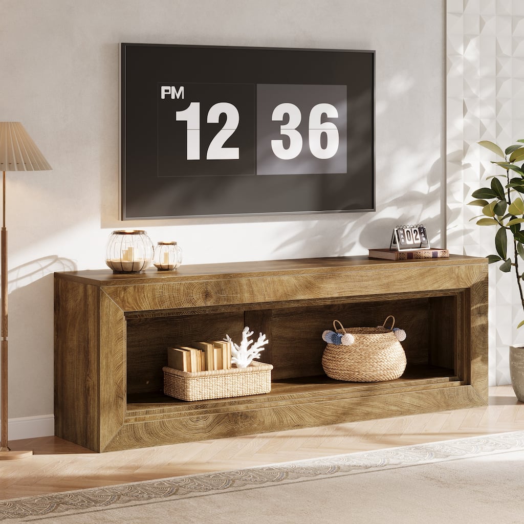 63" Extra Long TV Stand with Storage Shelves, Media Console Entertainment Center for 55/60/65/75-Inch TVs Living Room Bedroom