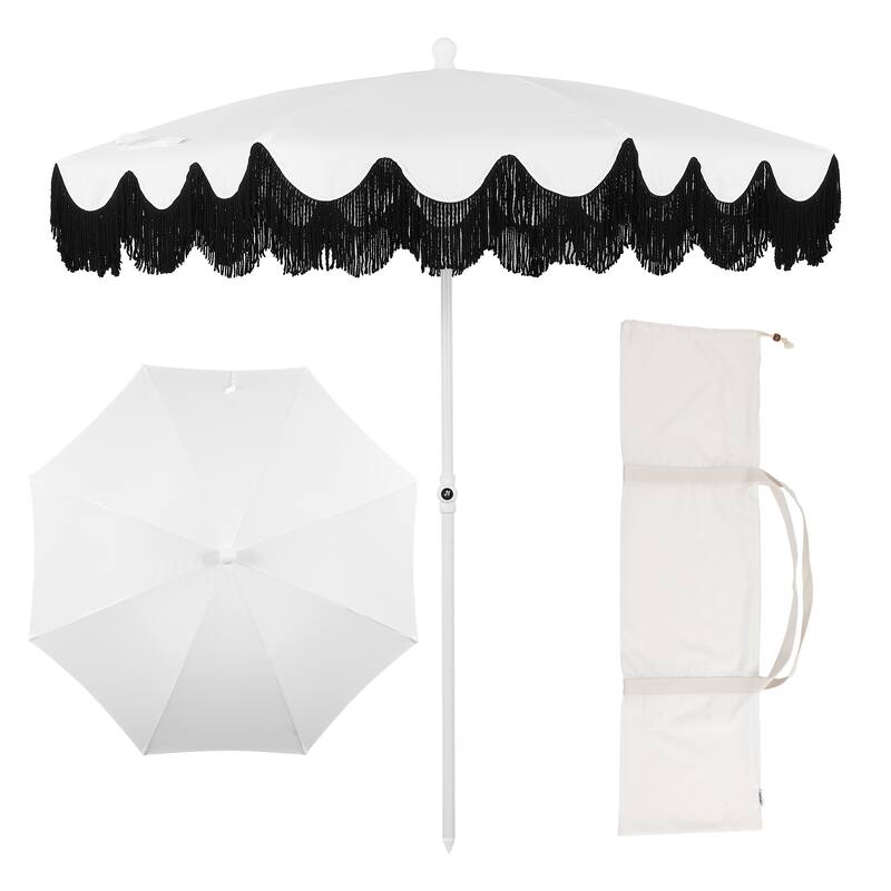 Mariner 6.5ft Classic Fringe Umbrella w/ Tilt & Bag