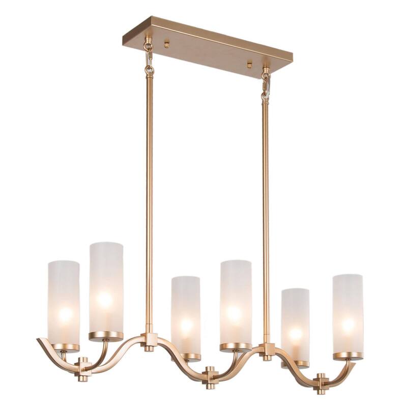 Kayna Mid-Century Modern 6-Light Chandelier Frosted Glass Lights for Kitchen Island
