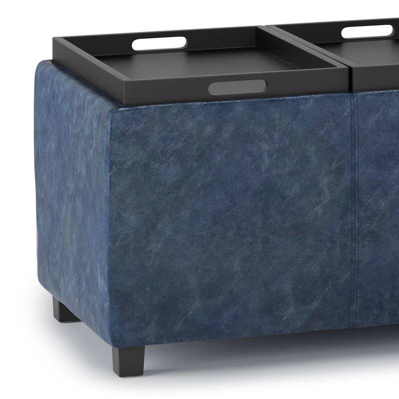 Modern Storage Ottoman for Living Room - Blue