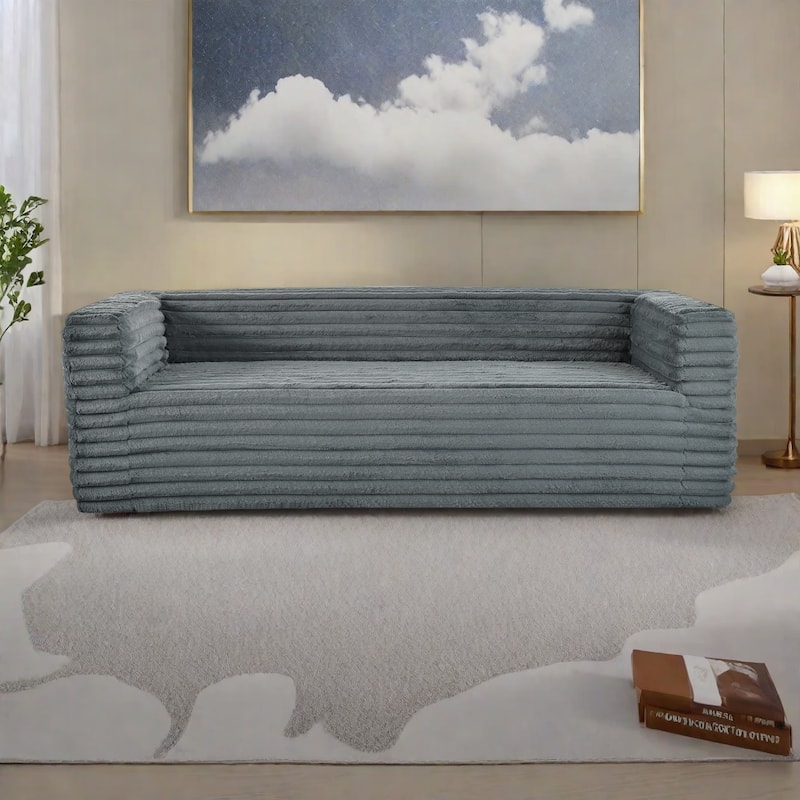 89" Fabric 3-Seater Sofa for Living Rooms and Small Spaces - Ultra-Soft Modern Lounge Couch - Grey