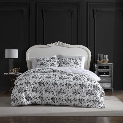 Betsey Johnson Betseys Toile Reversible Black Duvet Cover Set