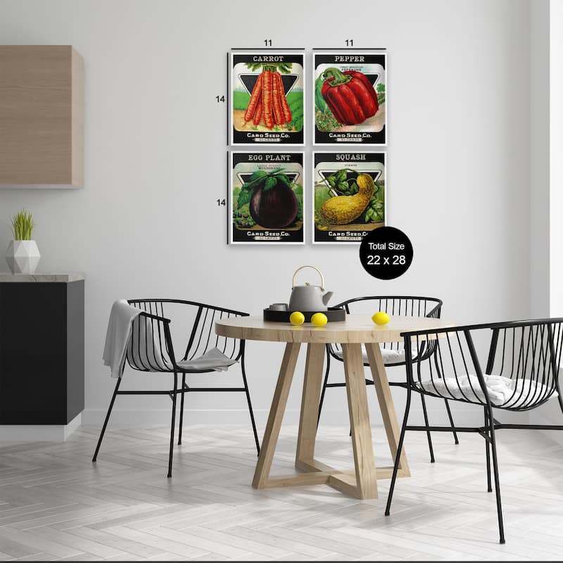 Stupell Vintage Farm Garden Vegetables Framed Giclee Art Design By Lil' Rue (Set of 4)