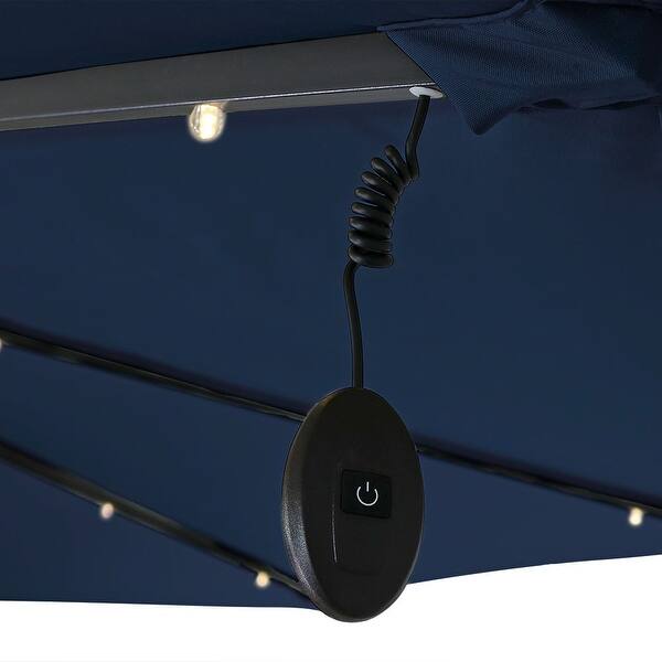 Shop Sunnydaze Navy Blue Outdoor 10 Foot Offset Solar Led Patio Umbrella With Crank Overstock 24088424