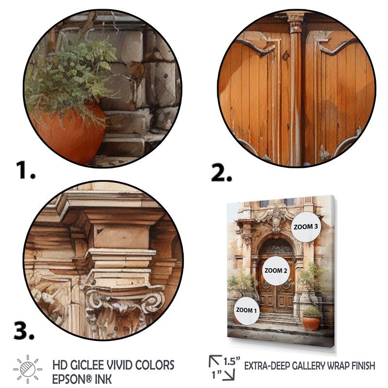 Designart "France Lyon Old Town Door III" France Wall Art Living Room