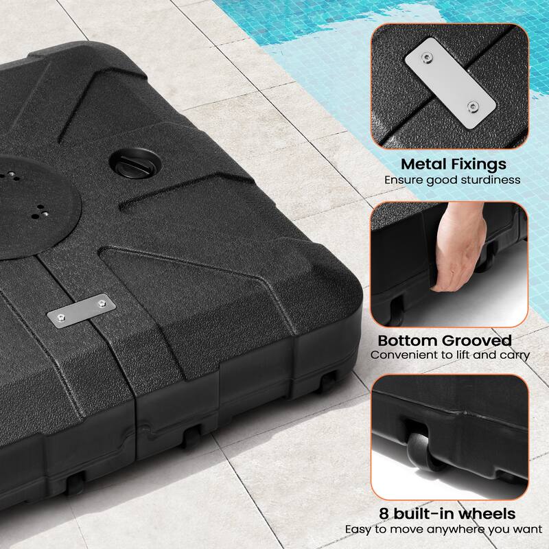 Pellebant Outdoor 10x10 FT Square Cantilever Patio Umbrella 360 Degree Rotation with HDPE Base