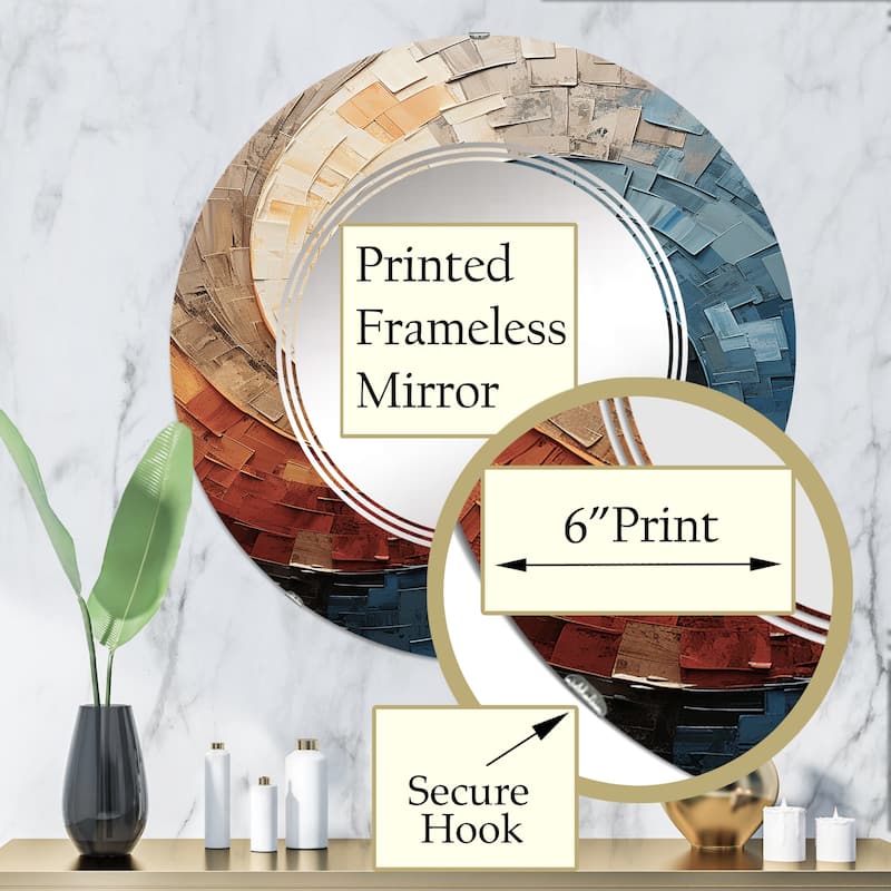 Designart "Collaged Spiral" Abstract Modern Wall Mirror