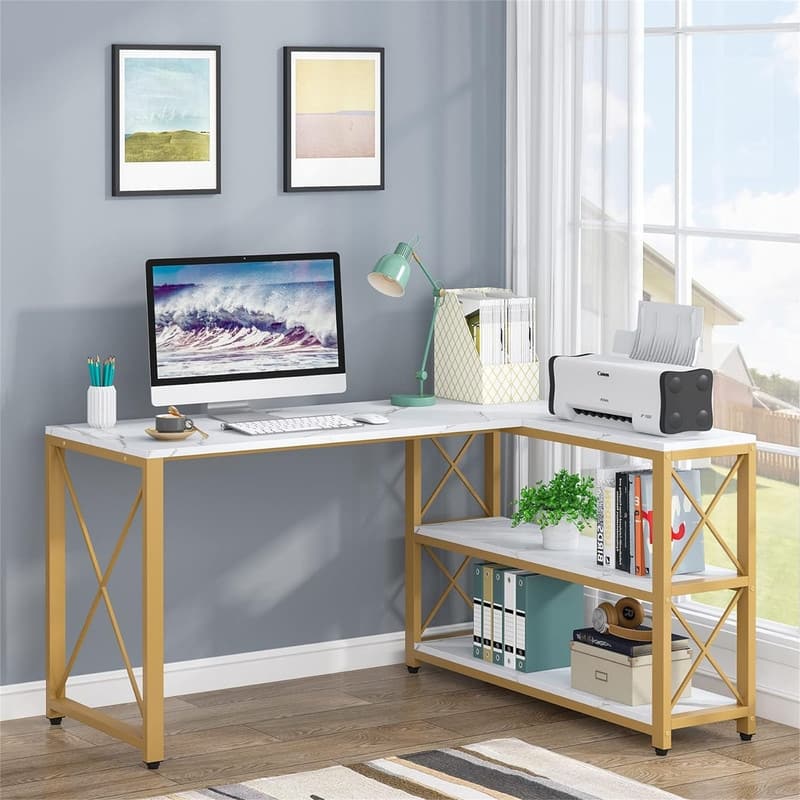 Reversible Industrial L-Shaped Desk