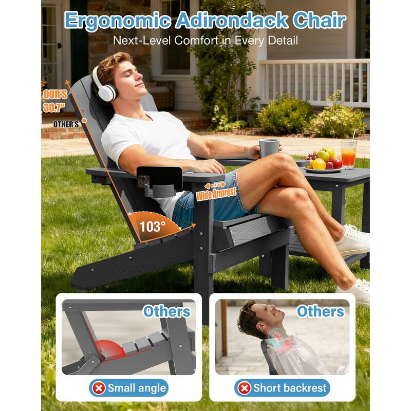WINSOON All Weather HIPS Outdoor Plastic Adirondack Chairs