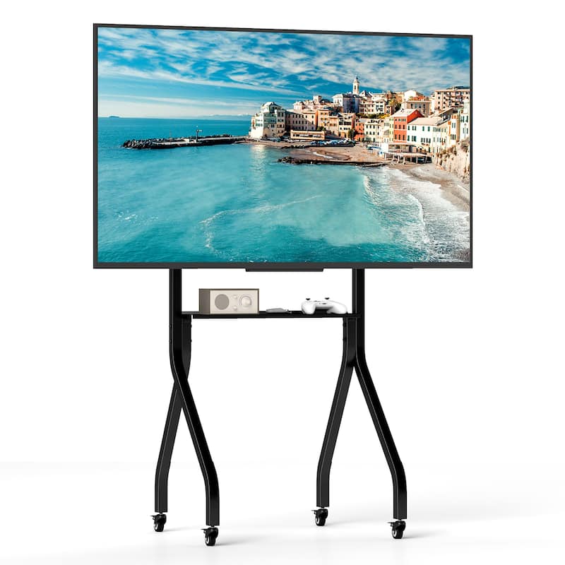 Gymax Mobile TV Stand Rolling TV Cart for 43''-100'' Flat/Curved - Black