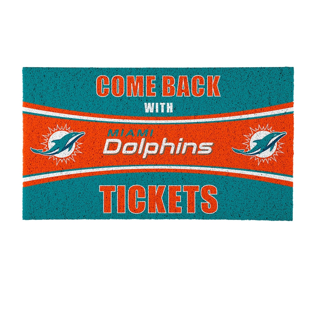 Miami Dolphins 28 in. x 16 in. PVC "Come Back With Tickets" Trapper Door Mat