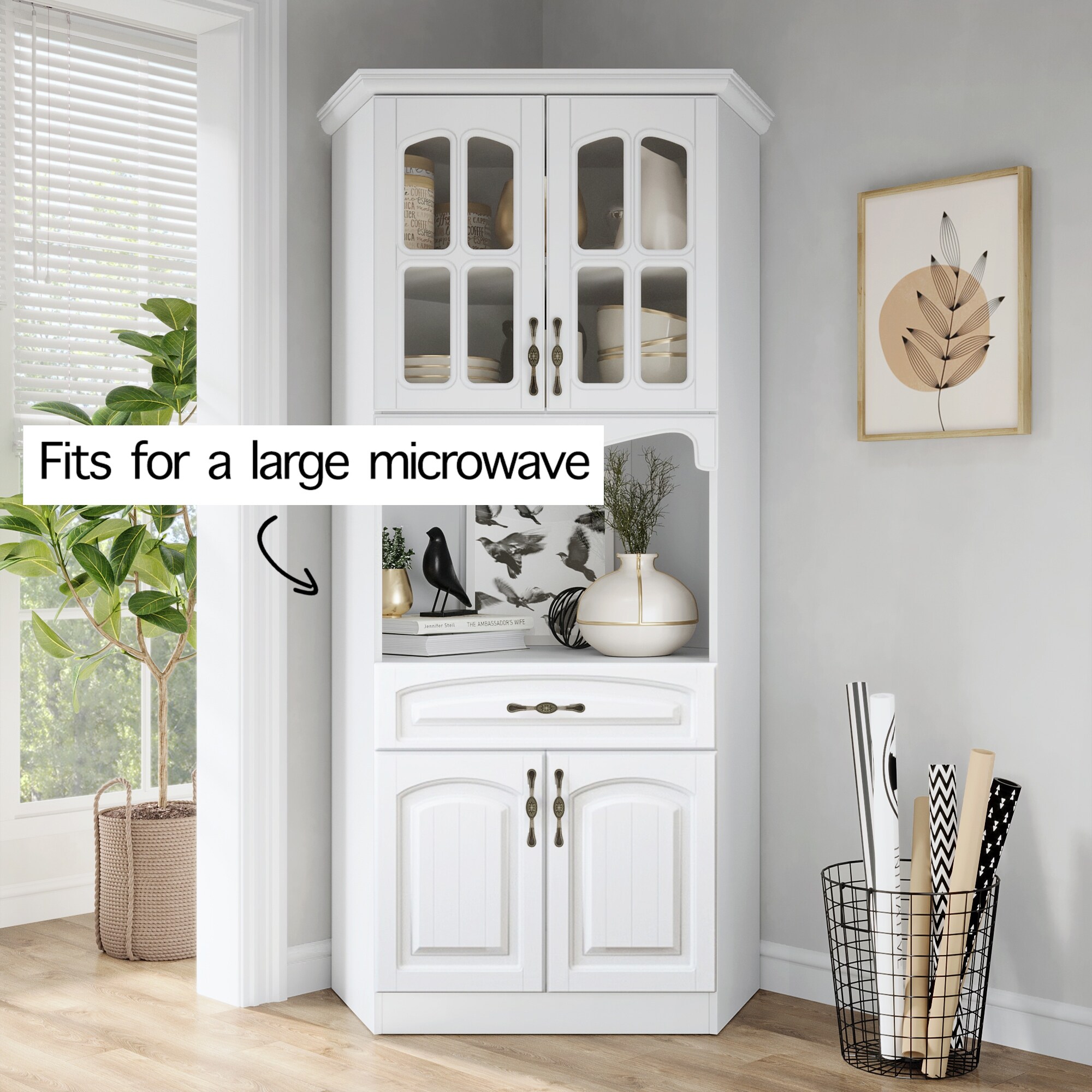 Corner online microwave cabinet