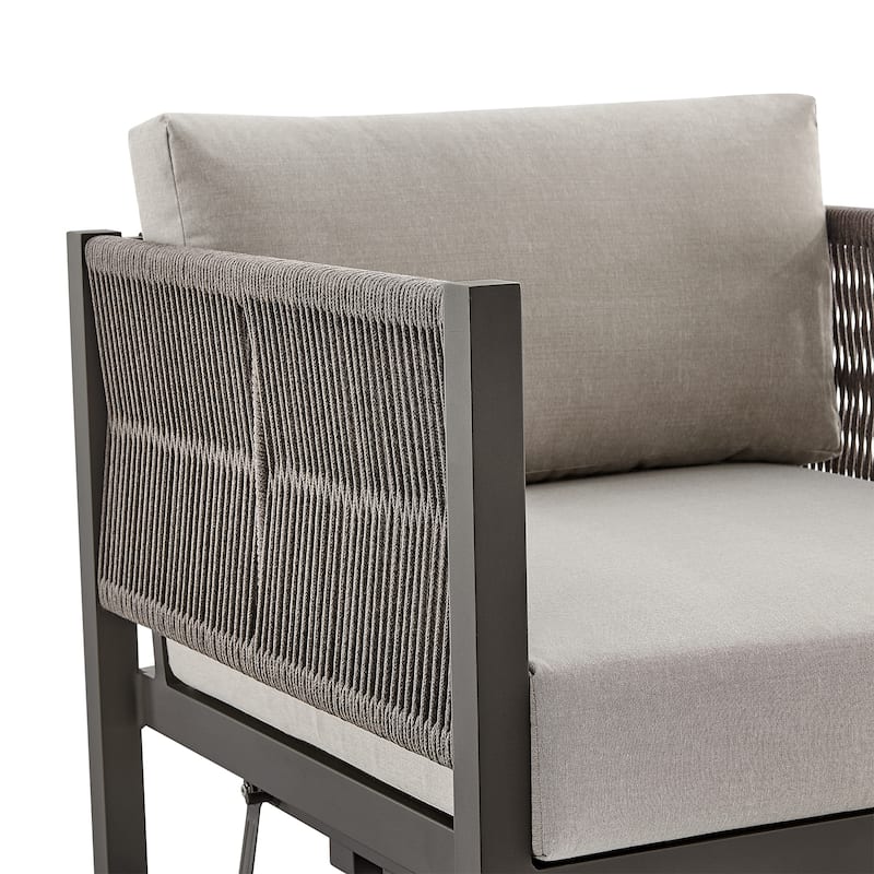 Cuffay Modern Aluminum and Rope Outdoor Patio Swivel Glider Chair