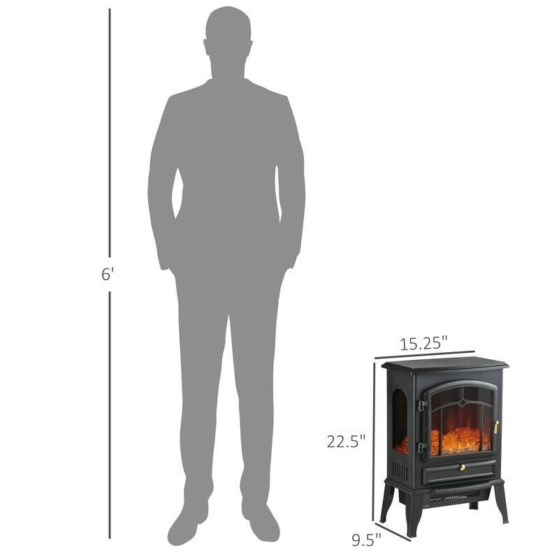 22" Freestanding Electric Fireplace Heater, 3-Sided Flame, Adjustable 750W/1500W Heat, Overheat Protection & Portable Design