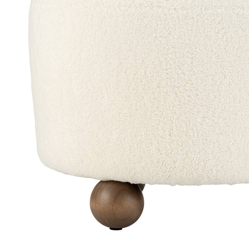 Sagebrook Home Chic Rubber Wood Round Ottoman With Non-Woven Fabric