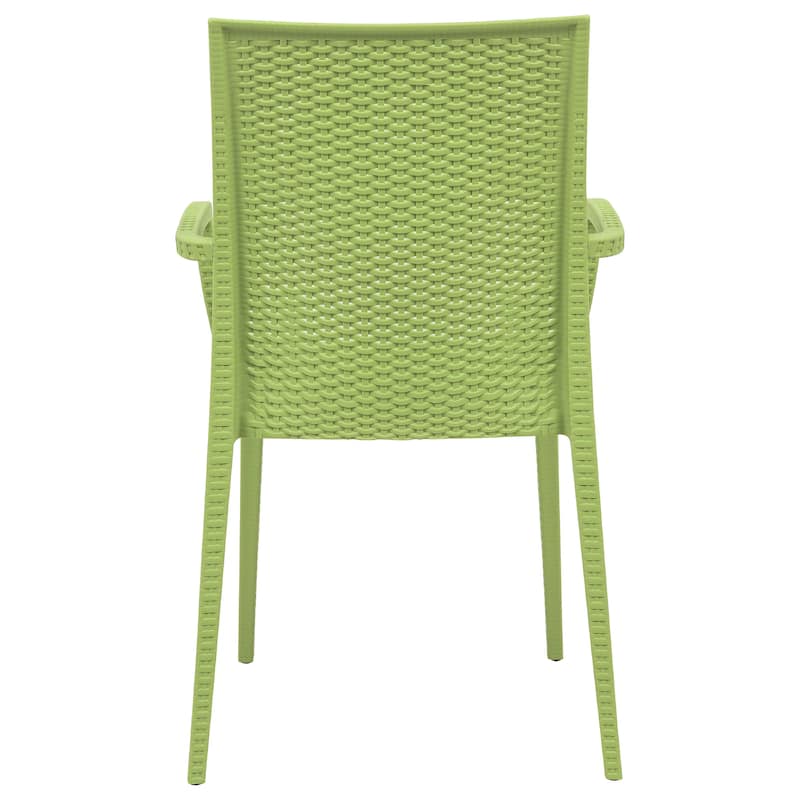 Mace Polypropylene Stackable Armrest Patio Dining Chair with Woven Design for Outdoor Dining Patio Indoor Gatherings