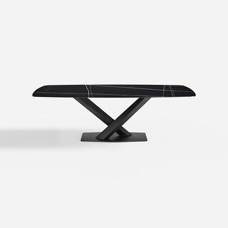 X Shape Base Free Combination Modern Matte Sintered Stone Dining Table ...