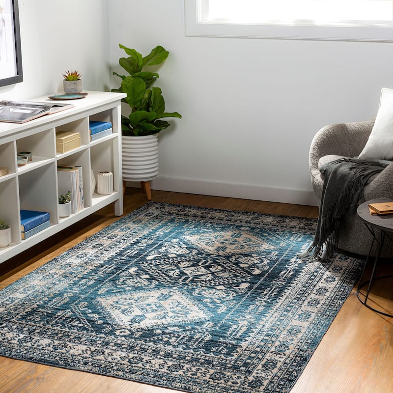 Livabliss Ambridge Machine Washable Traditional Diamond Area Rug