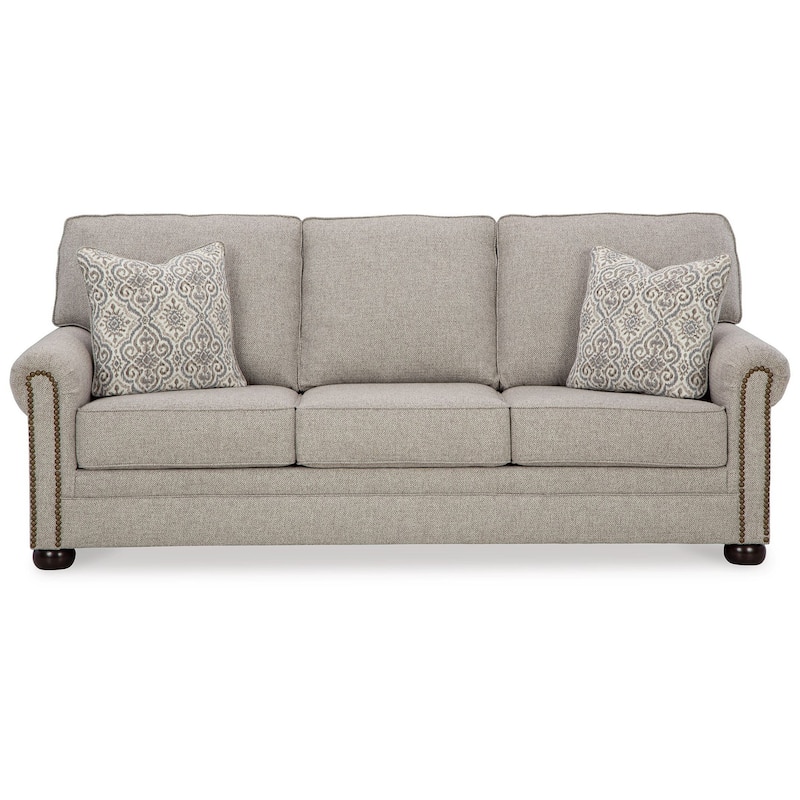 Gael Sleeper Sofa, Queen Size Bed, Gray Beige Polyester, Memory Foam